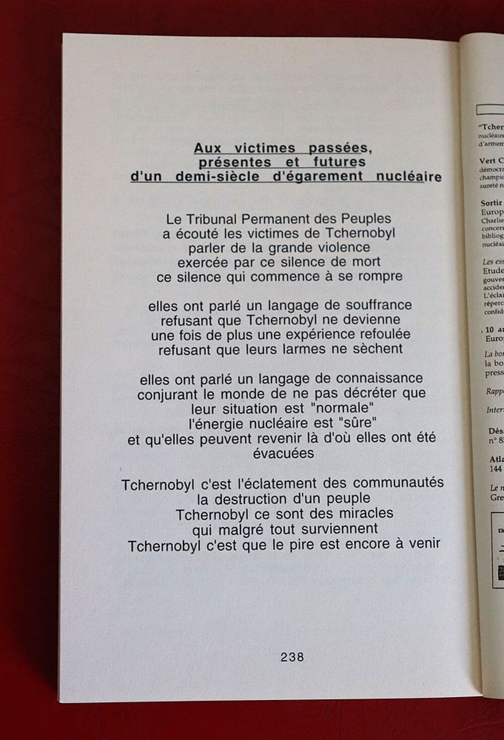 TCHERNOBYL > Tribunal des Peuples Livres et BD