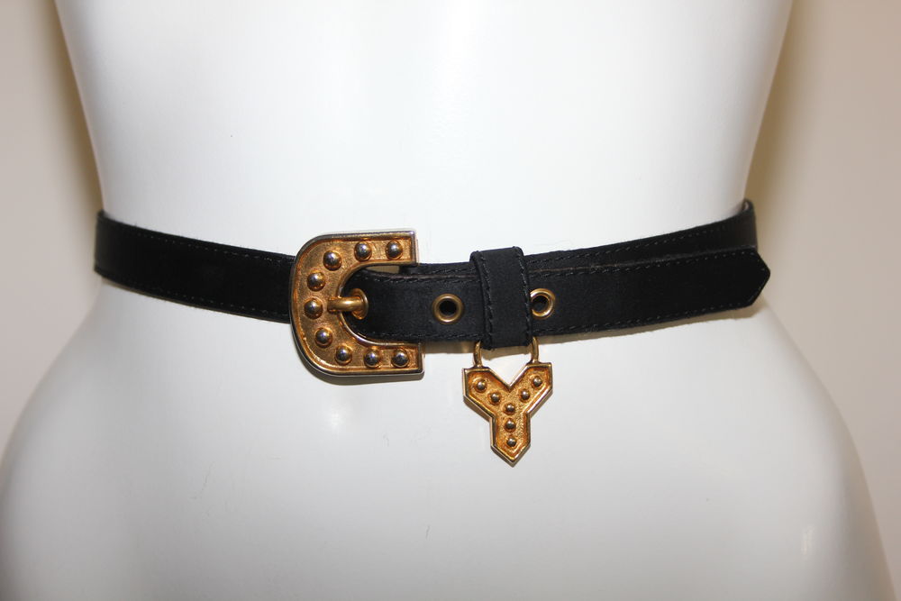 Ceinture noire boucle or YVES SAINT LAURENT Maroquinerie