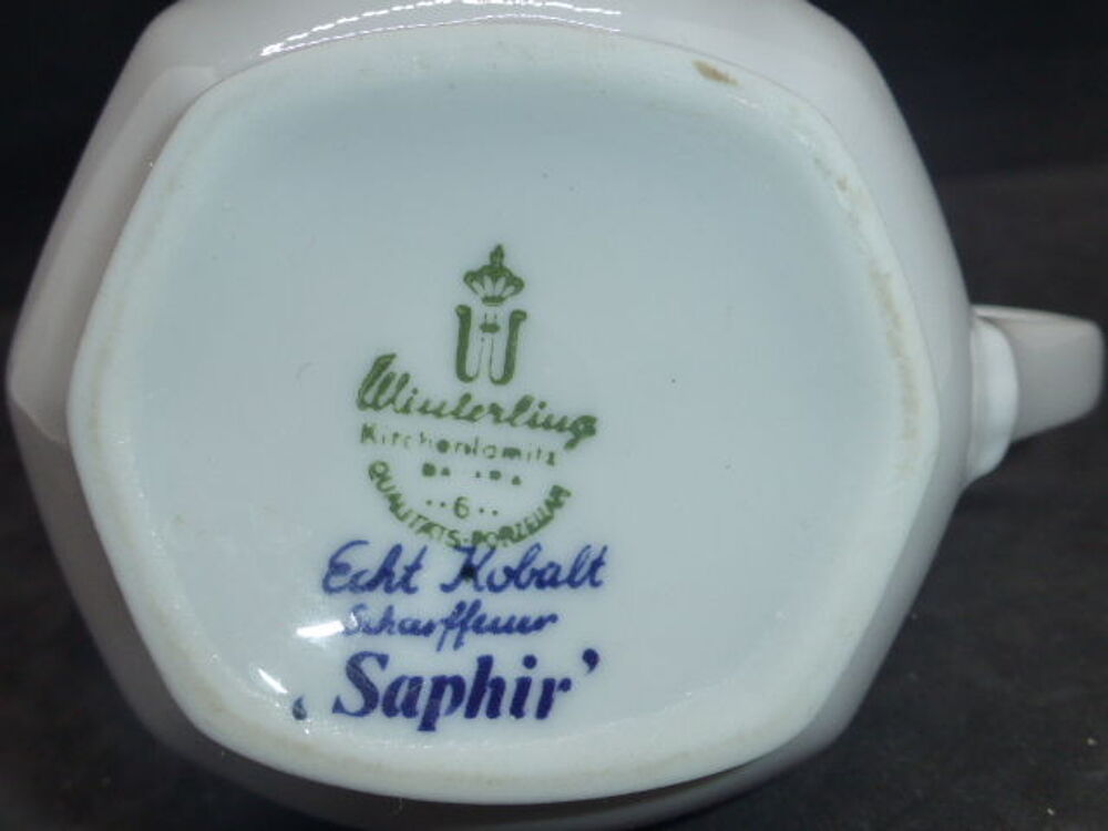Petit pot &agrave; lait Winterling Bavaria porcelaine 9 cm bleu et Cuisine