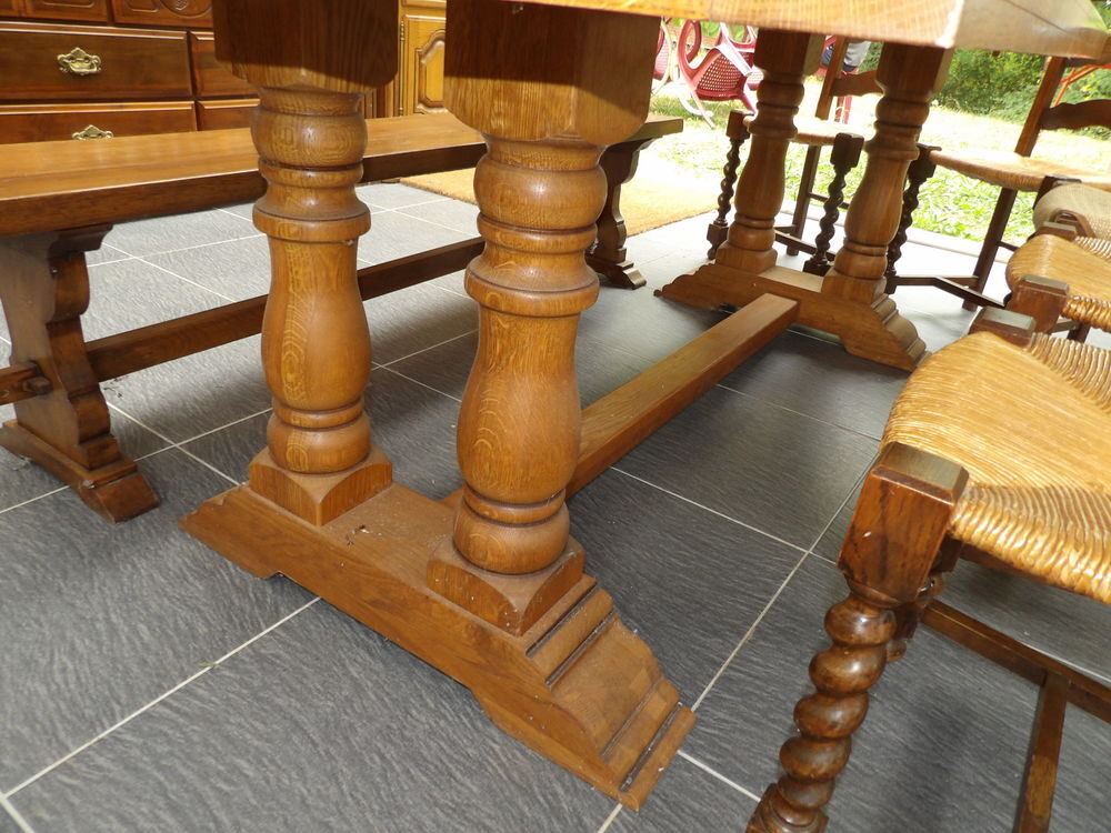 TABLE MONASTERE en CHENE MASSIF de 212 x 95 cm plateau 6 cm Meubles