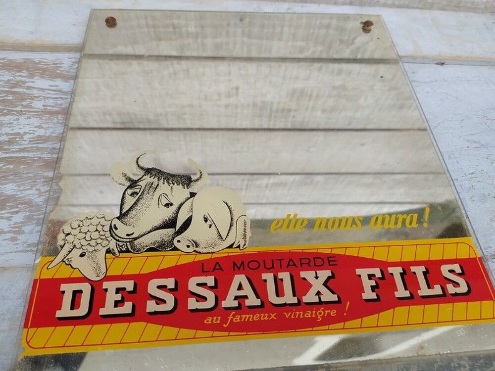 Ancienne Plaque Miroir Publicitaire Moutarde Dessaux Fils 
