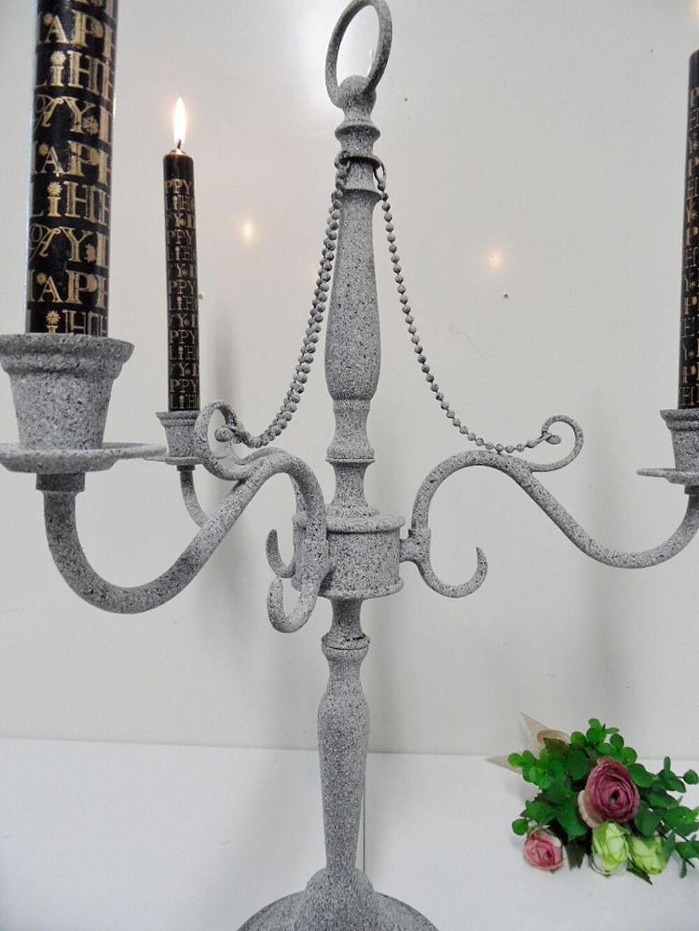 CHANDELIER ANCIEN ART DECO DESIGN' MODERNISTE VINTAGE 3 Feux Décoration