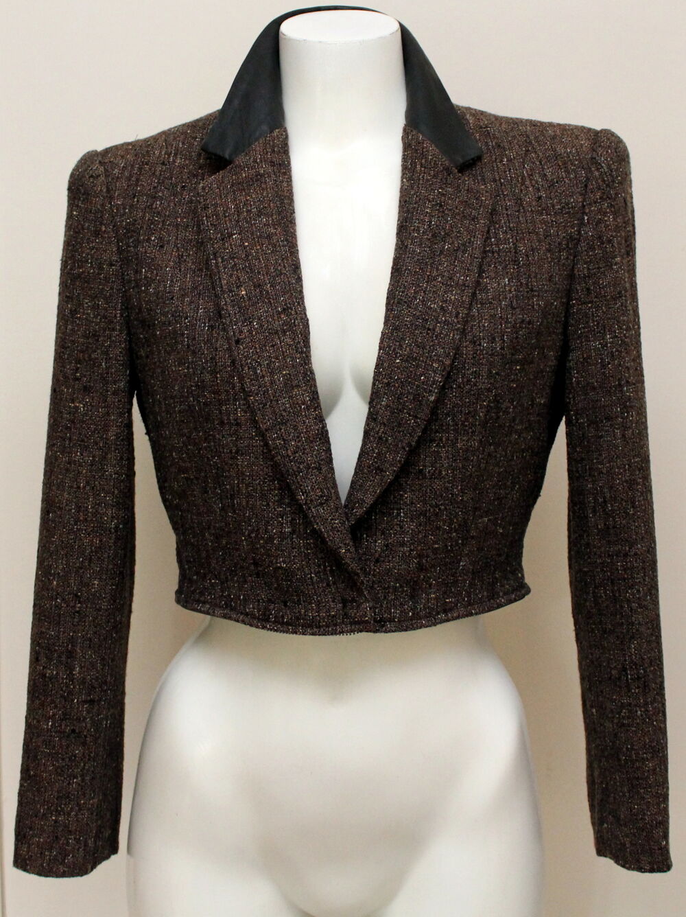 Veste zipp&eacute;e modulable empi&egrave;cements cuir CLAUDE MONTANA 1990 Vêtements