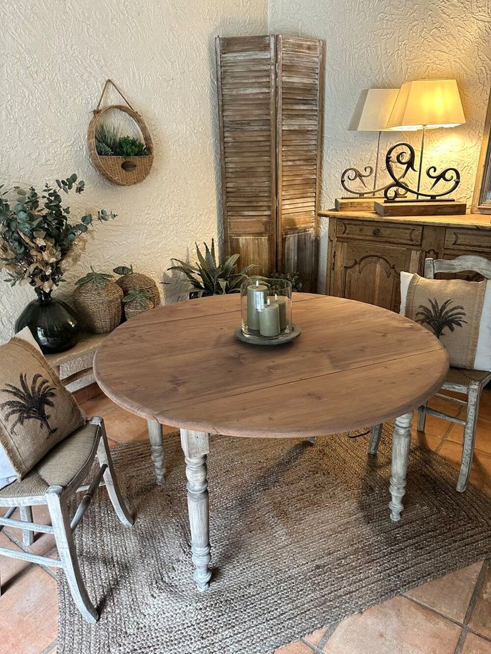 SUPERBE TABLE ANCIENNE RABATTABLE EN BOIS ET PATINE Meubles