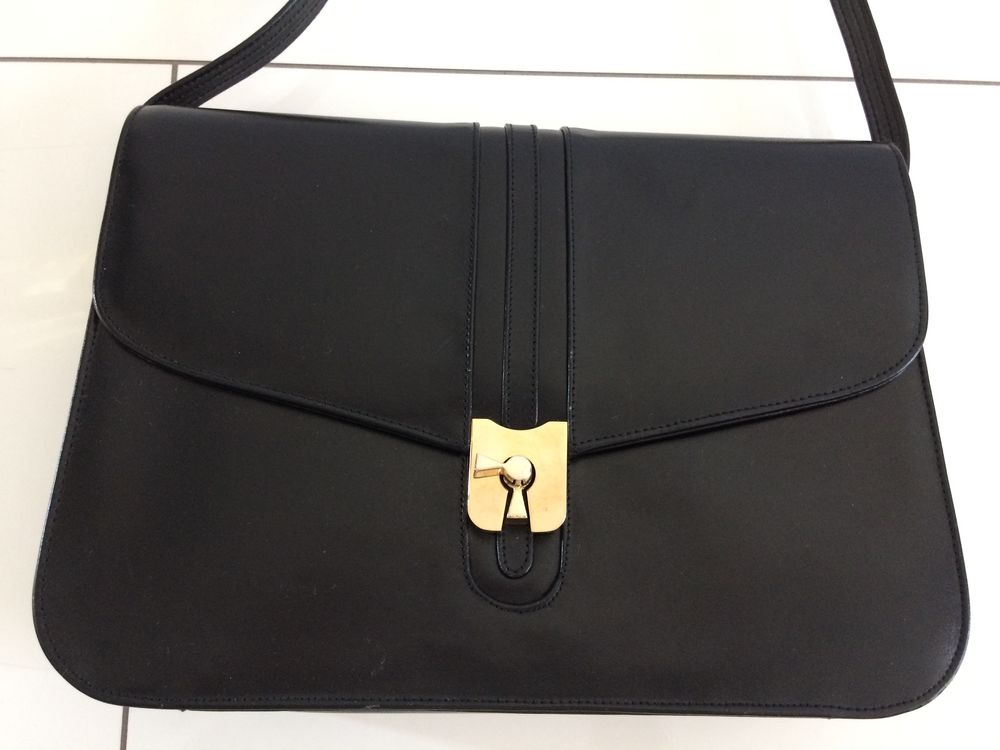 Sac &agrave; main vintage "ALMADA" noir Maroquinerie