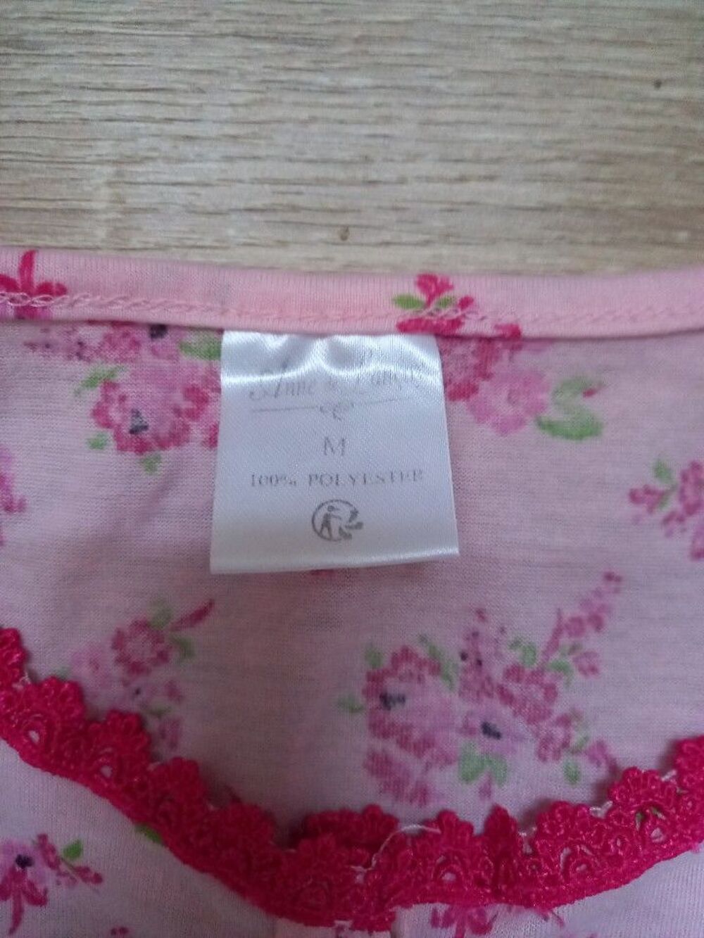 Chemise de nuit m. courtes rose et rouge Anne de Lansay Vêtements