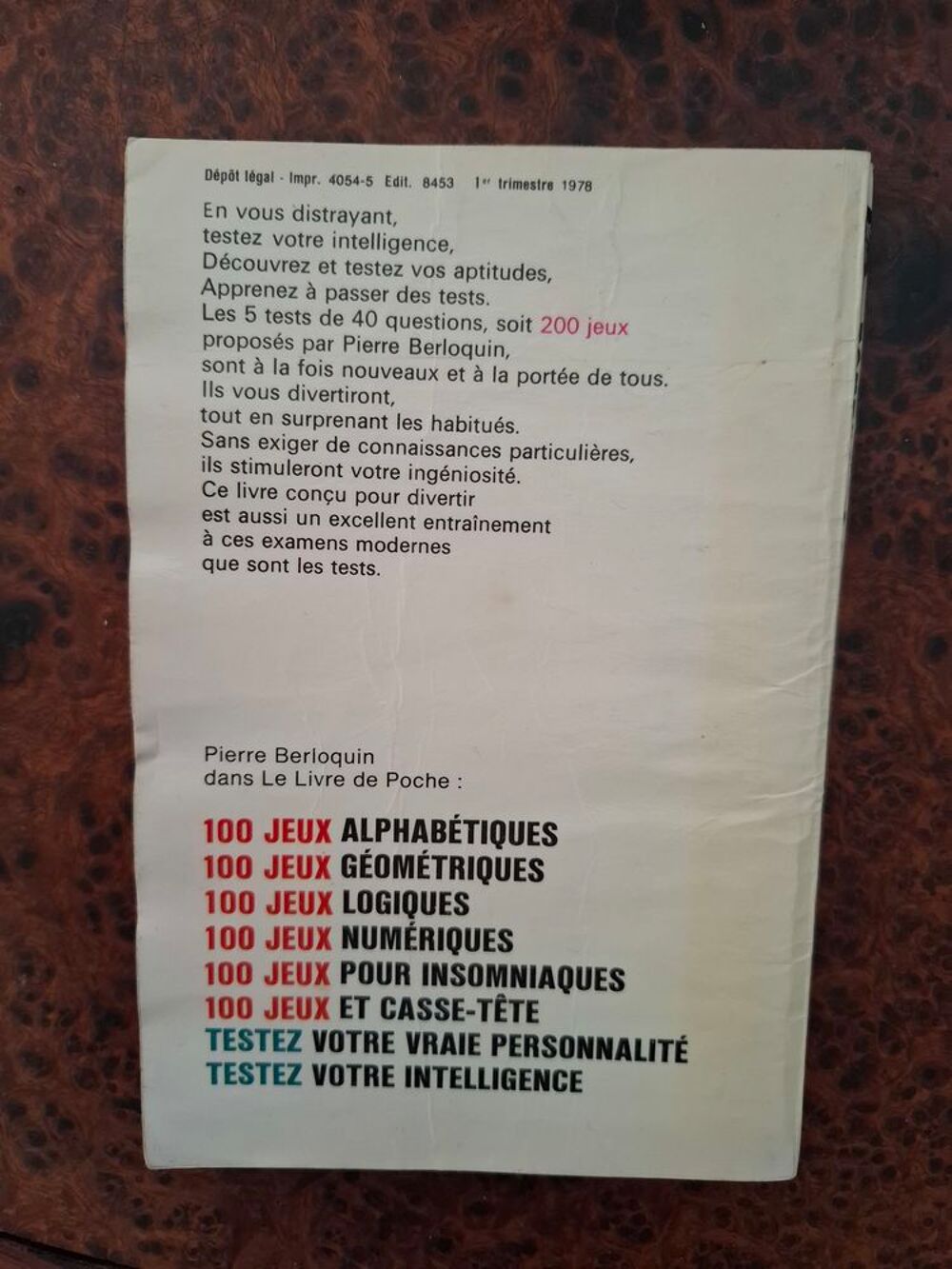 Testez votre intelligence - Berloquin - 1974 - Satisfaisant Livres et BD