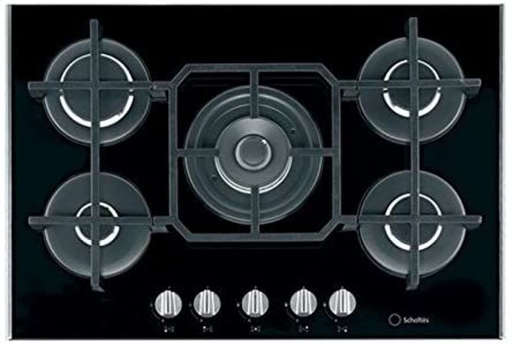 Table de cuisson TV751BK Sholt&egrave;s &agrave; gaz 5 feux Cuisine
