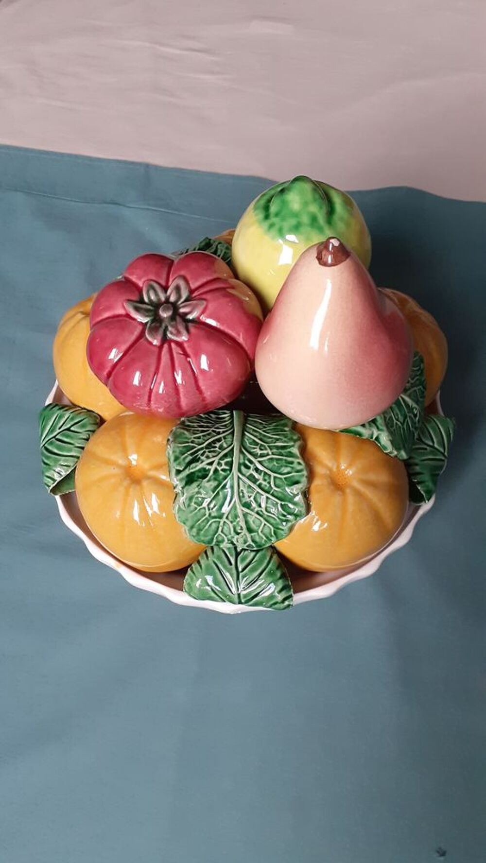 Corbeille de fruits en barbotine vintage Décoration