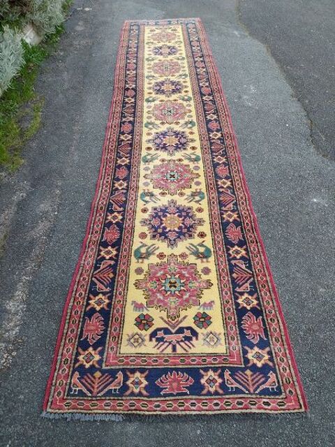Ancien Tapis Afghan Kazak Laine Fait Main Afghanistan 250 Loches (37)