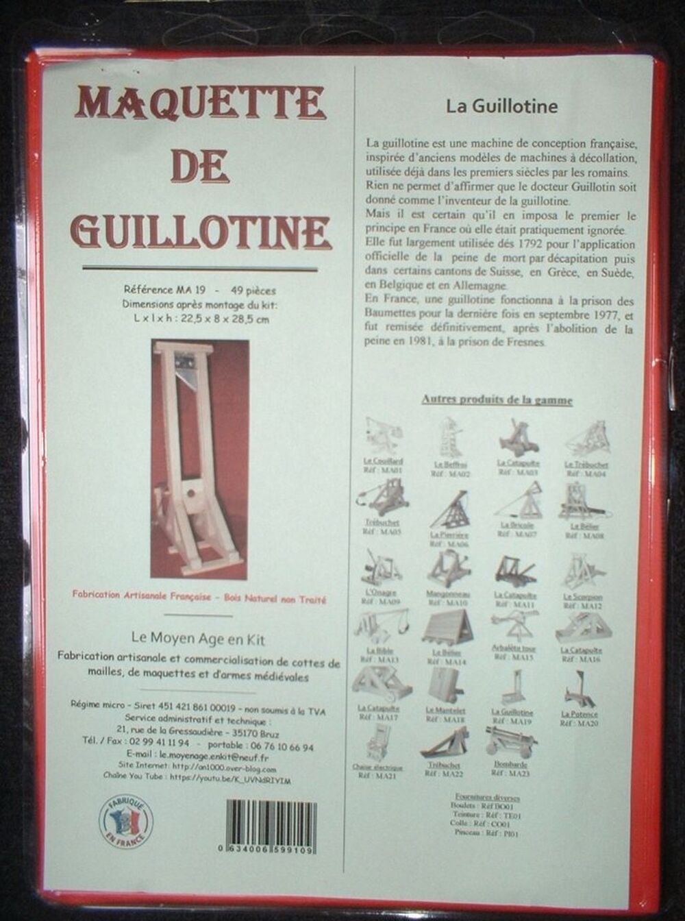 Maquette de guillotine, mod&egrave;le 1792 