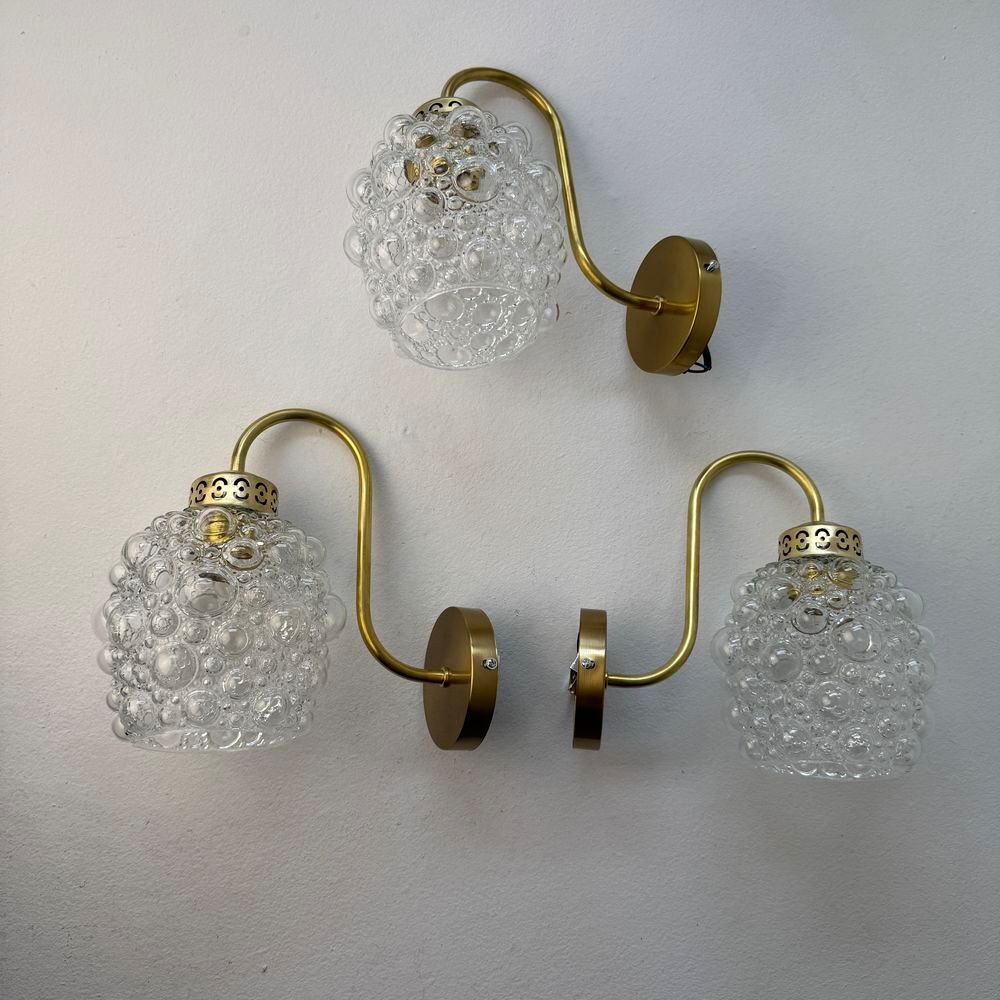 LOT 3 ANCIENNE APPLIQUES EN VERRE BULLE 
D�coration