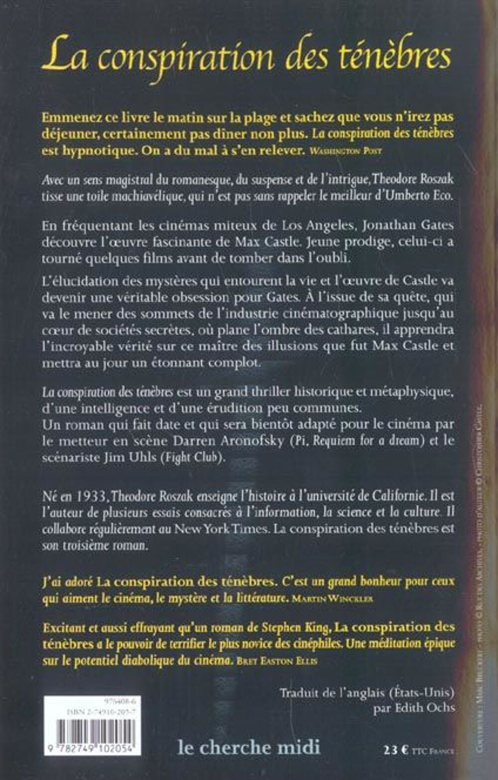La conspiration des t&eacute;n&egrave;bres / Theodore ROSZAK grand format Livres et BD