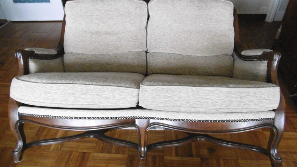 Canap&eacute; et 2 fauteuils Bois et tissu Meubles