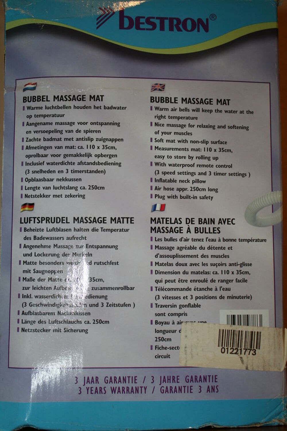 MATELAS DE BAIN AVEC MASSAGE A BULLES de Marque BESTRON Electroménager