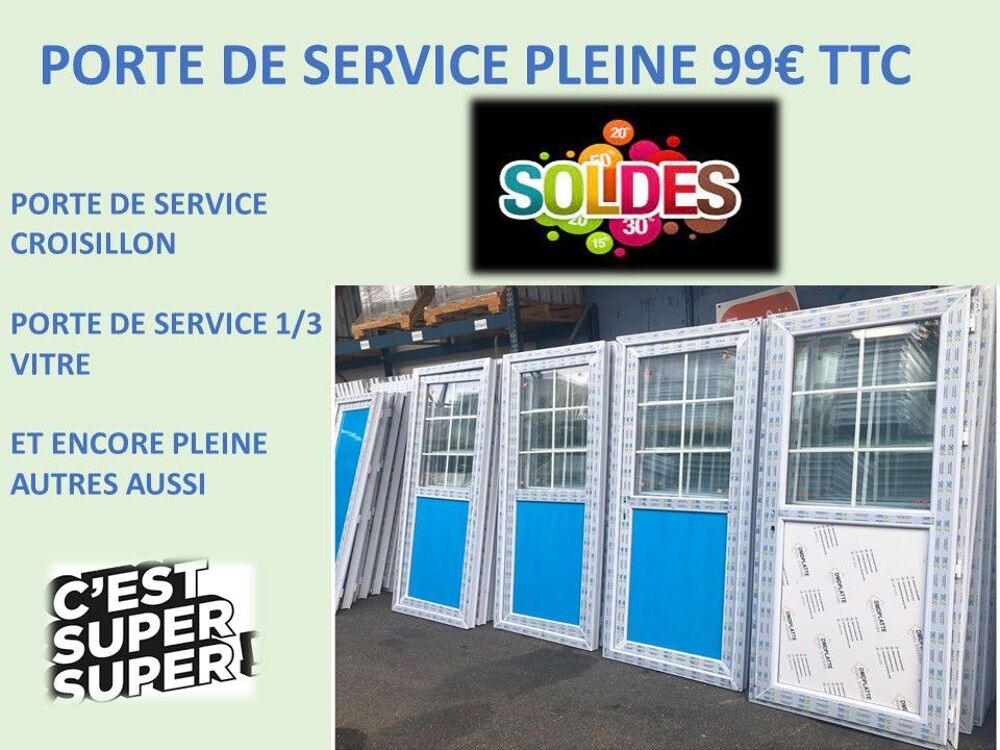 PORTE DE SERVICE PLEINE ET VITREE PVC, ALU EN STOCK ET SUR COMMANDE Tel: Bricolage