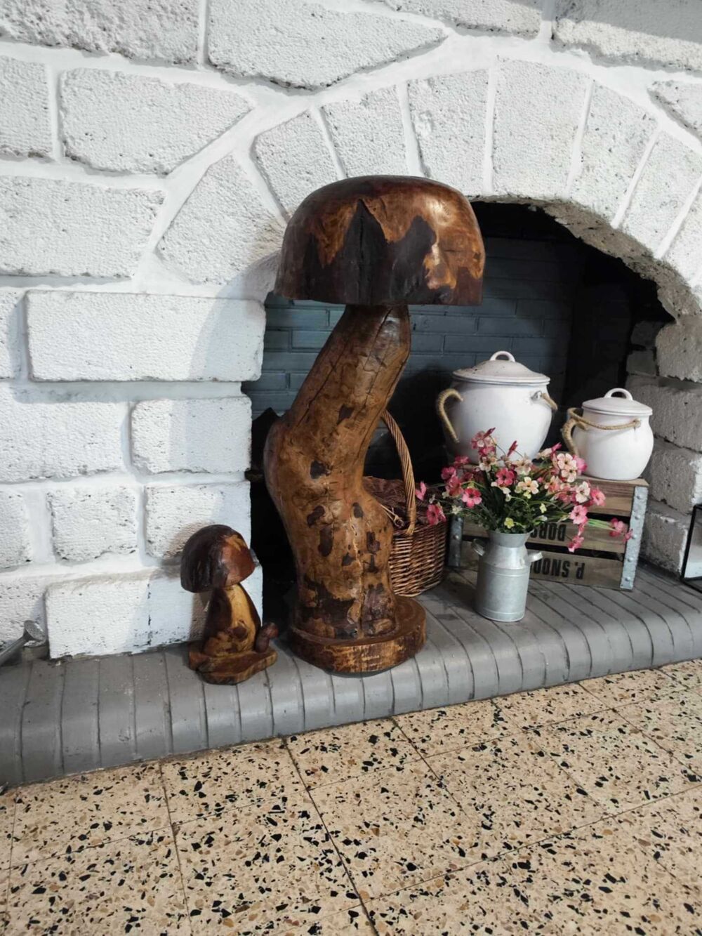 statues champignons en bois Décoration