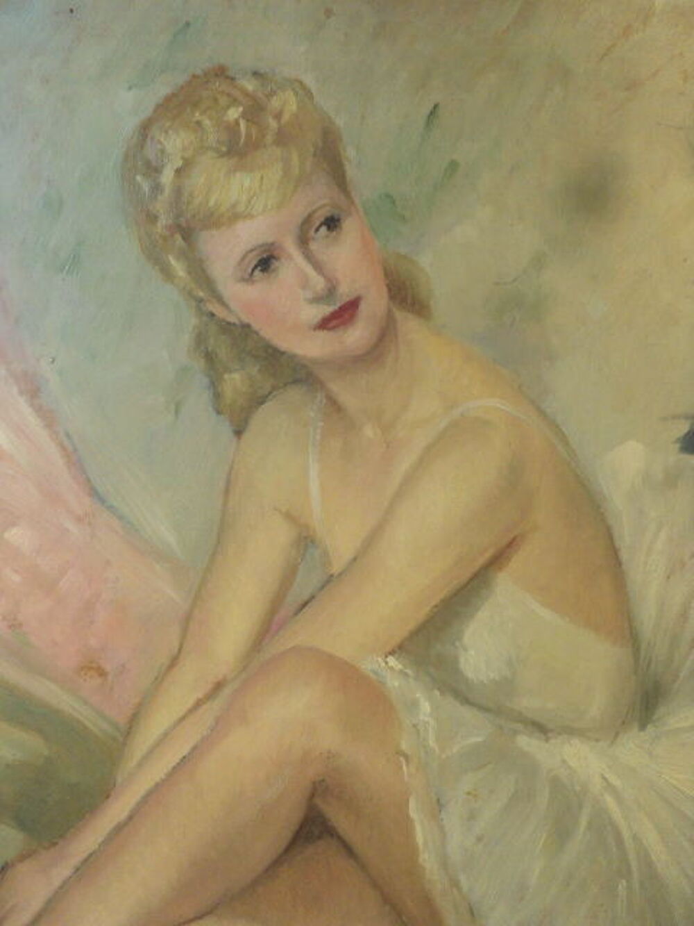 Ancien Tableau Danseuse Classique Ballerine Sign&eacute; Décoration