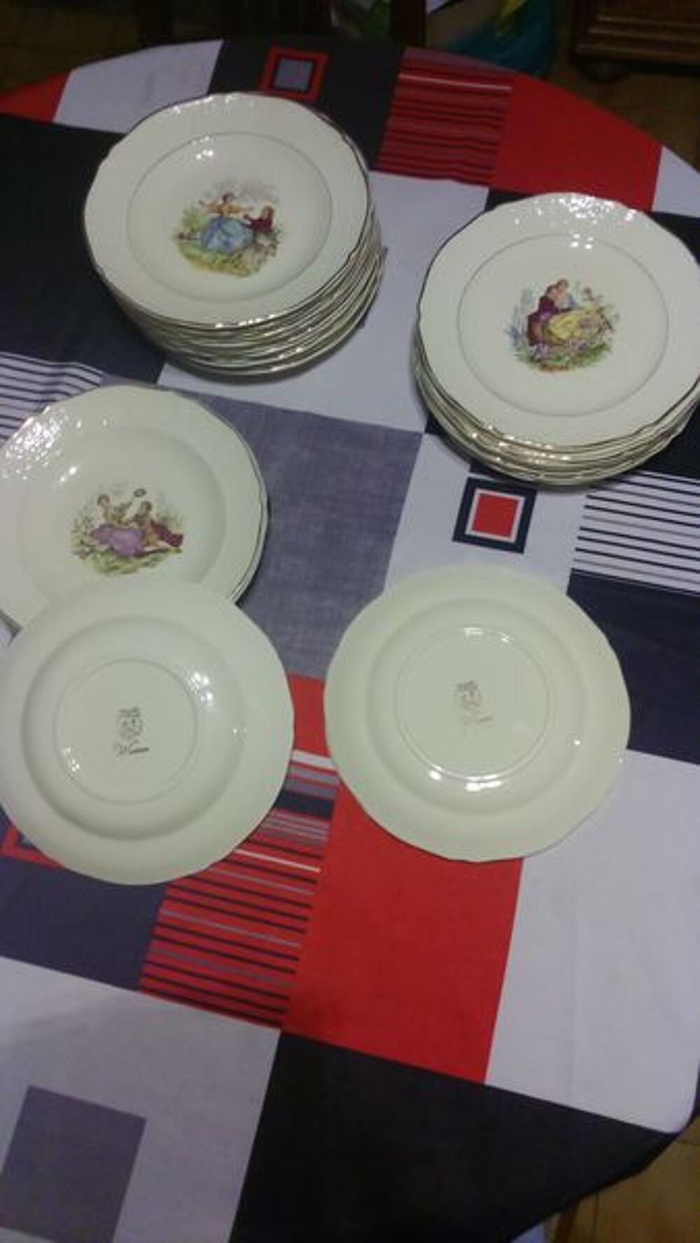 lot assiettes Watteau Anciennes Cuisine