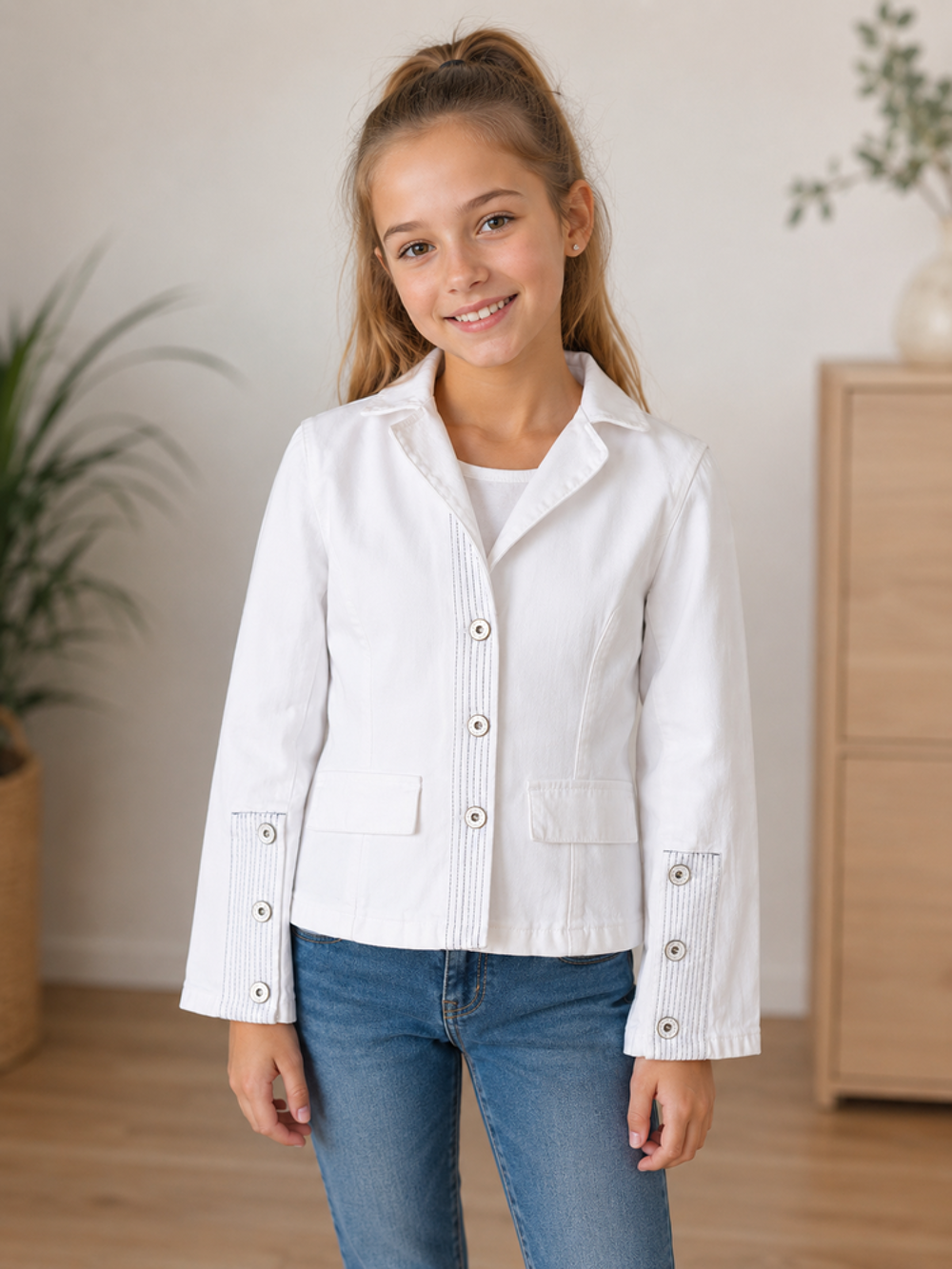 Veste jean Fille 12 ans CKS coton blanc boutonn&eacute;e TBE Vêtements enfants