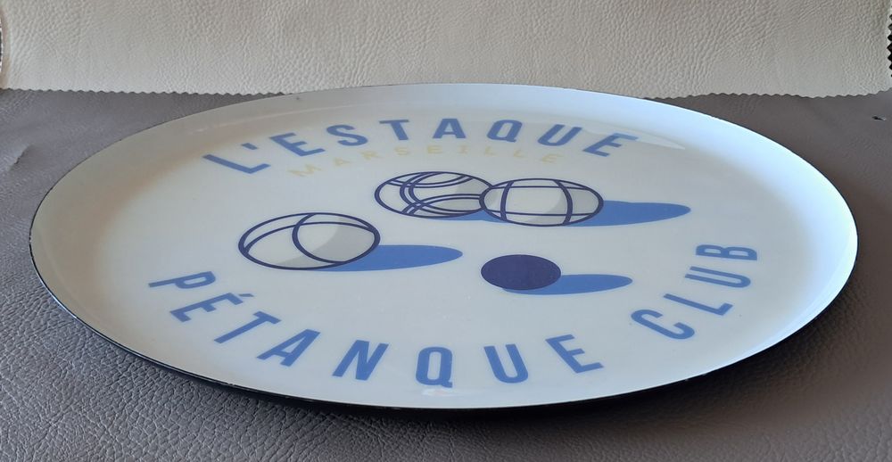 plateau en m&eacute;tal blanc l'estaque p&eacute;tanque club Marseille Décoration