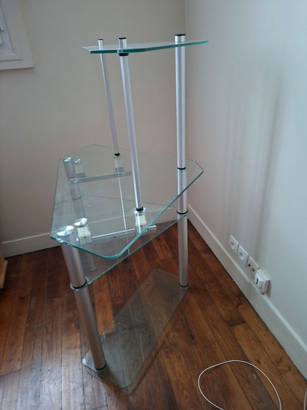 Meuble d'angle en verre et m&eacute;tal Meubles