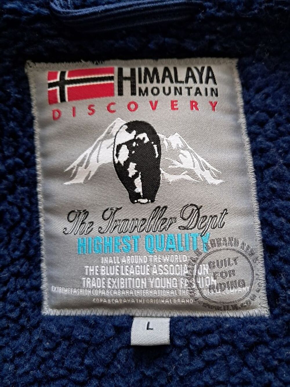 Veste polaire unisexe bleue doubl&eacute;e. Himalaya Mountains. T L Vêtements