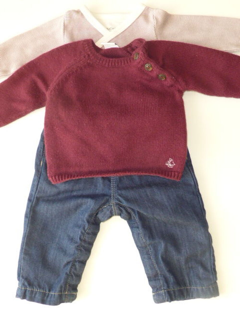 Petit Bateau ensemble jean pull body 3 mois Vêtements enfants