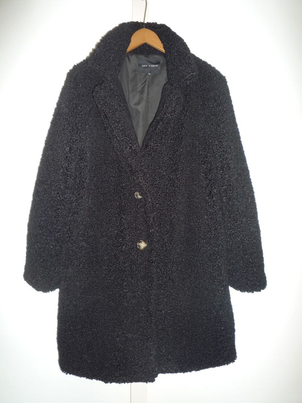 manteau laine bouclette noir