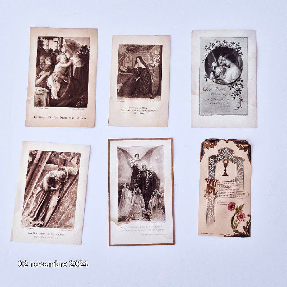 Lot de 6 images religieuses de 1909 &agrave; 1923 