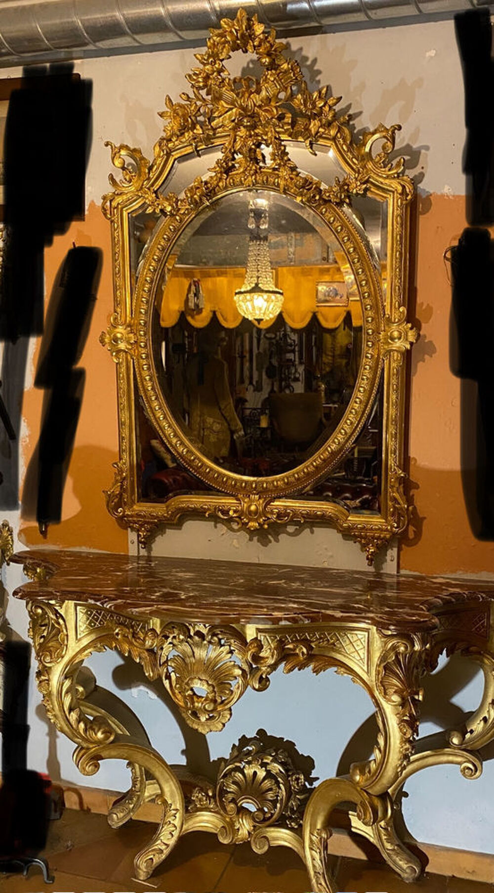 ancienne console avec un miroir (meuble) Meubles