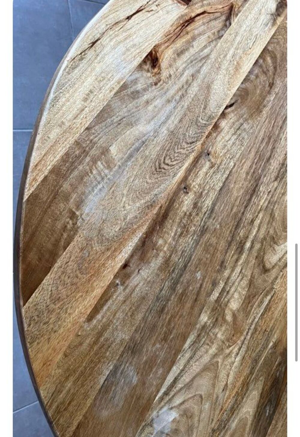 Table ronde plateau bois pieds acier Meubles