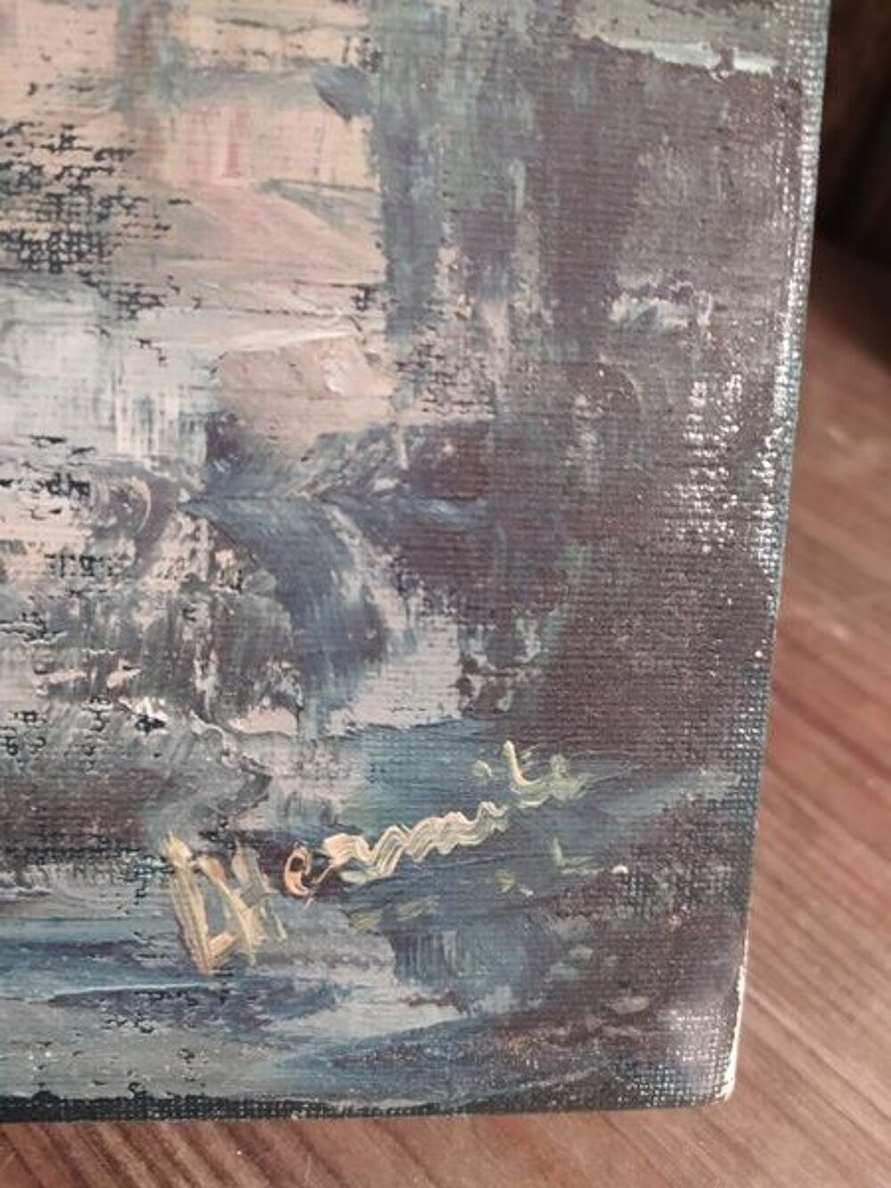 Ancien Tableau Paysage de Montagne Sign&eacute; Lhermite 