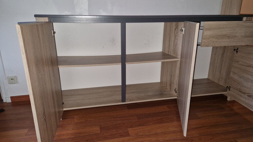 Buffet Parisot FUMAY 180 cm ch&ecirc;ne / b&eacute;ton 3 portes + tiroir Meubles