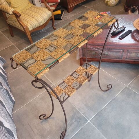 CONSOLE FER VERRE / FAUTEUIL DE BARBIER 90 Saujon (17)