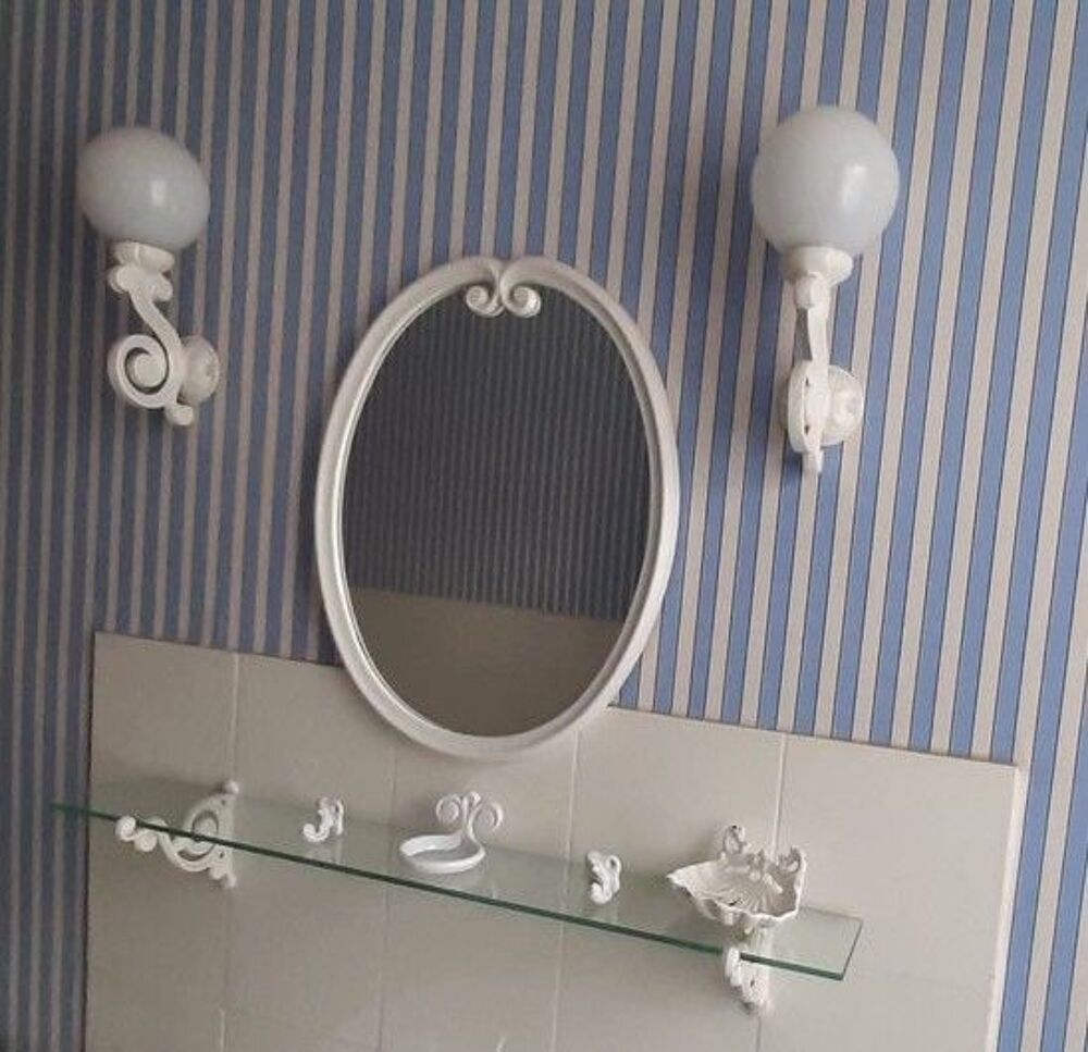 Ensemble salle de bain vintage en fonte &eacute;maill&eacute;e blanche Décoration