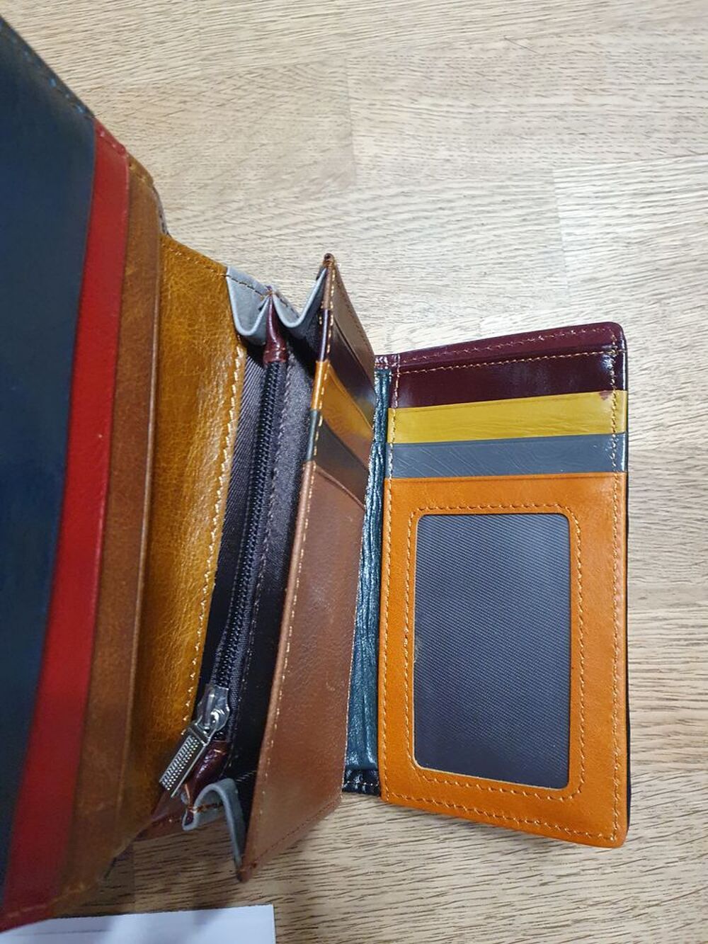 PORTEFEUILLE PORTEMONNAIE CUIR PATCHWORK NEUF Maroquinerie