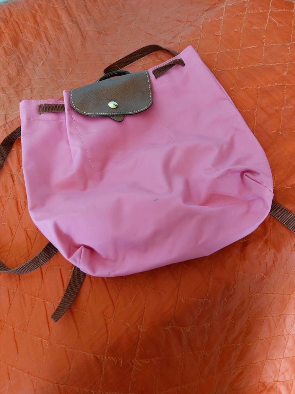 Petit sac &agrave; dos rose Le Pliage Longchamp Maroquinerie