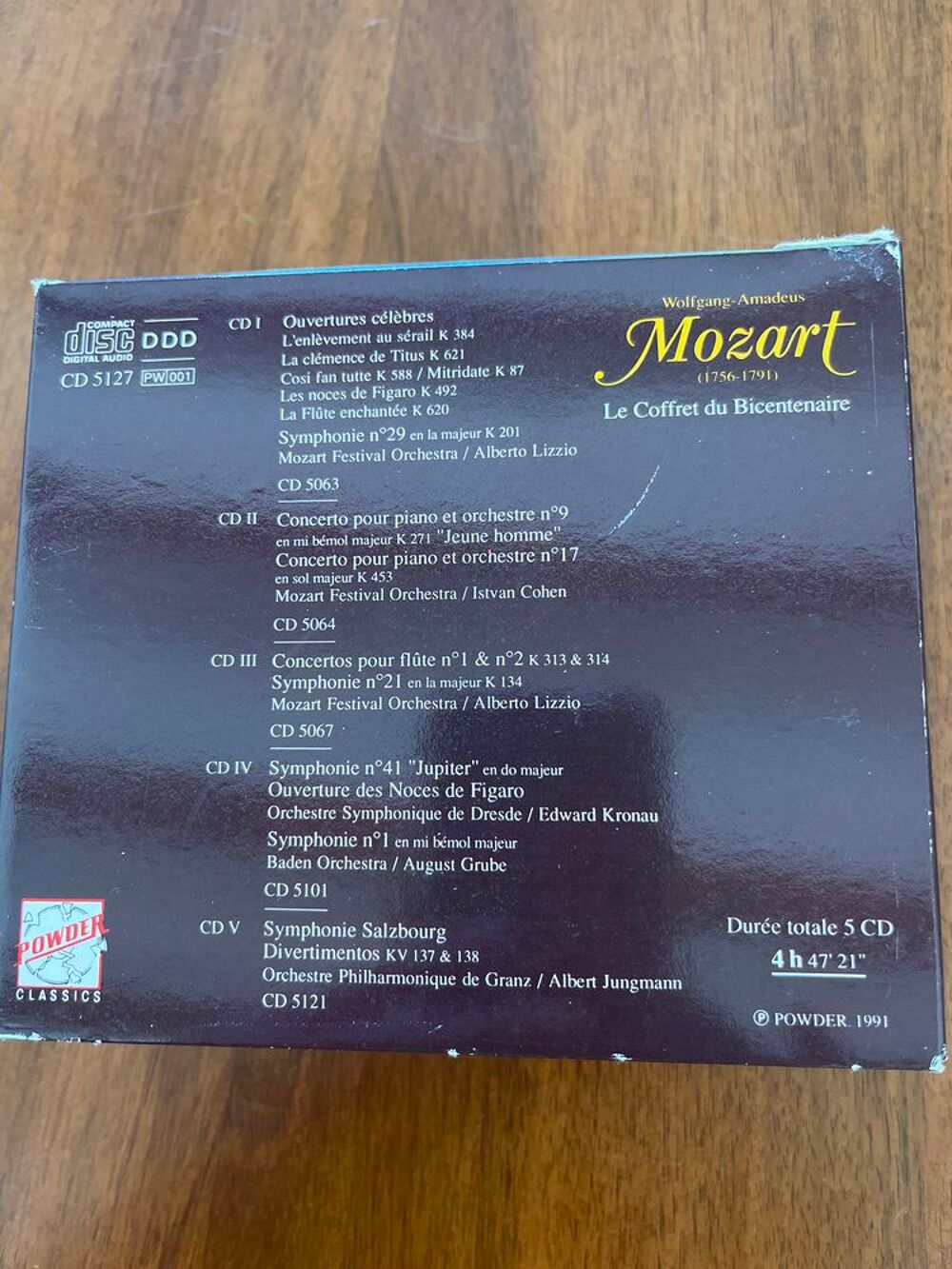 Coffret 5 CD Bicentenaire Mozart. CD et vinyles