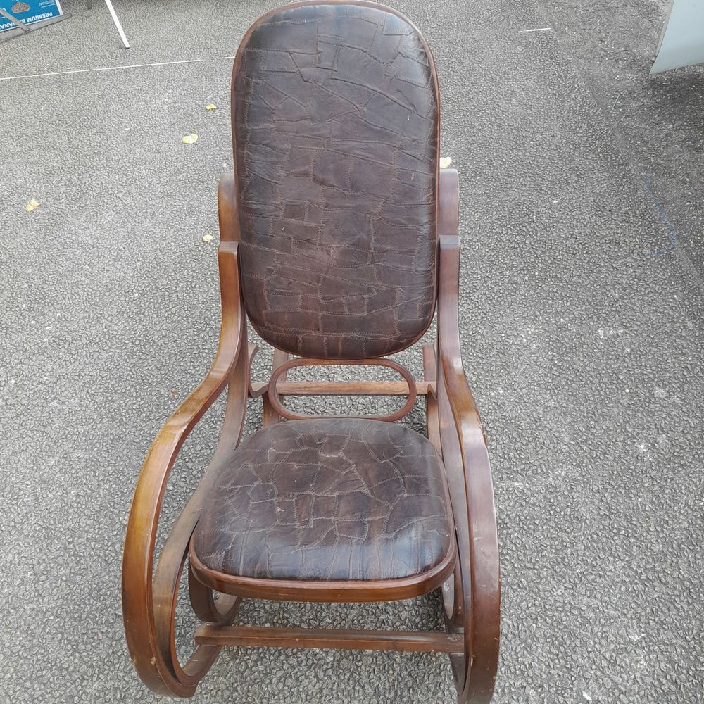 Rocking chair assise en cuire Meubles