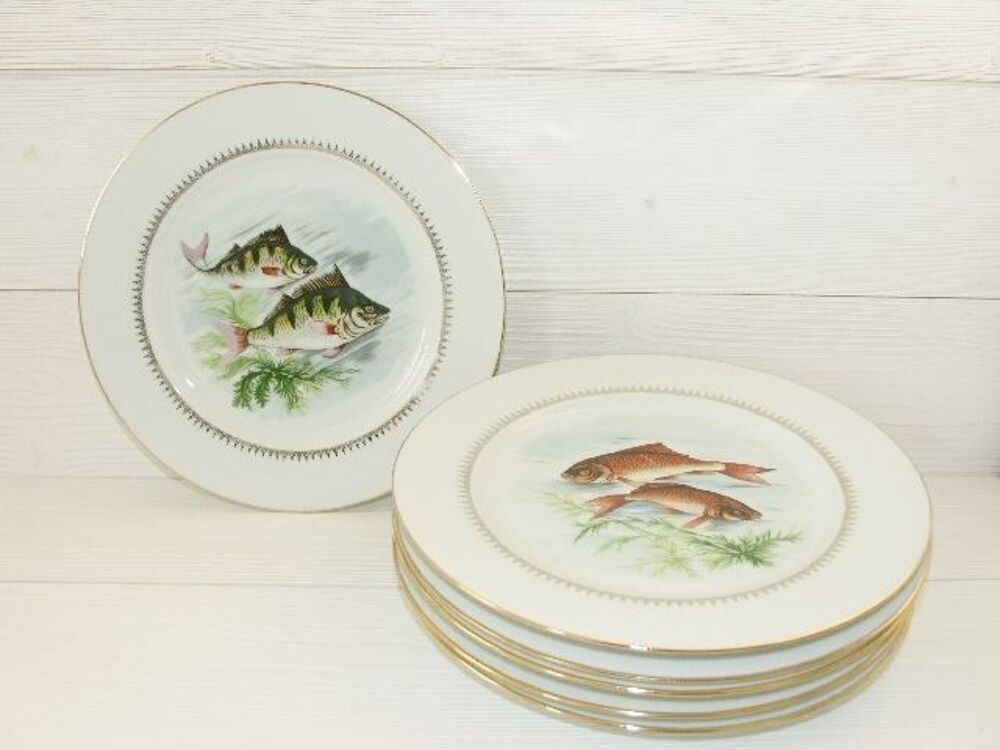 Lot 6 assiettes anciennes porcelaine Sofafils - COMME NEUF Décoration