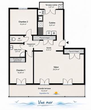  Appartement à vendre 3 pièces 70 m² Bastia