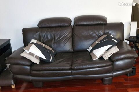 2 CANAPES CUIR BRUN CHOCOLAT 600 Villecresnes (94)