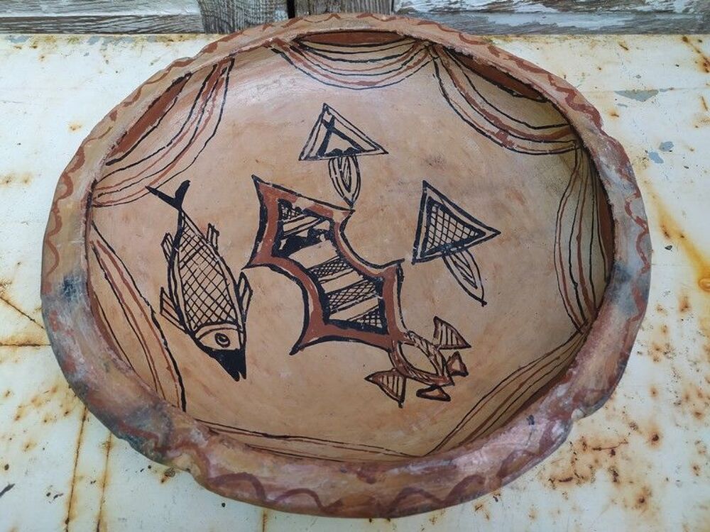 Plat Berb&egrave;re Tunisie Sejnane D&eacute;cor Poisson Crois du Sud 