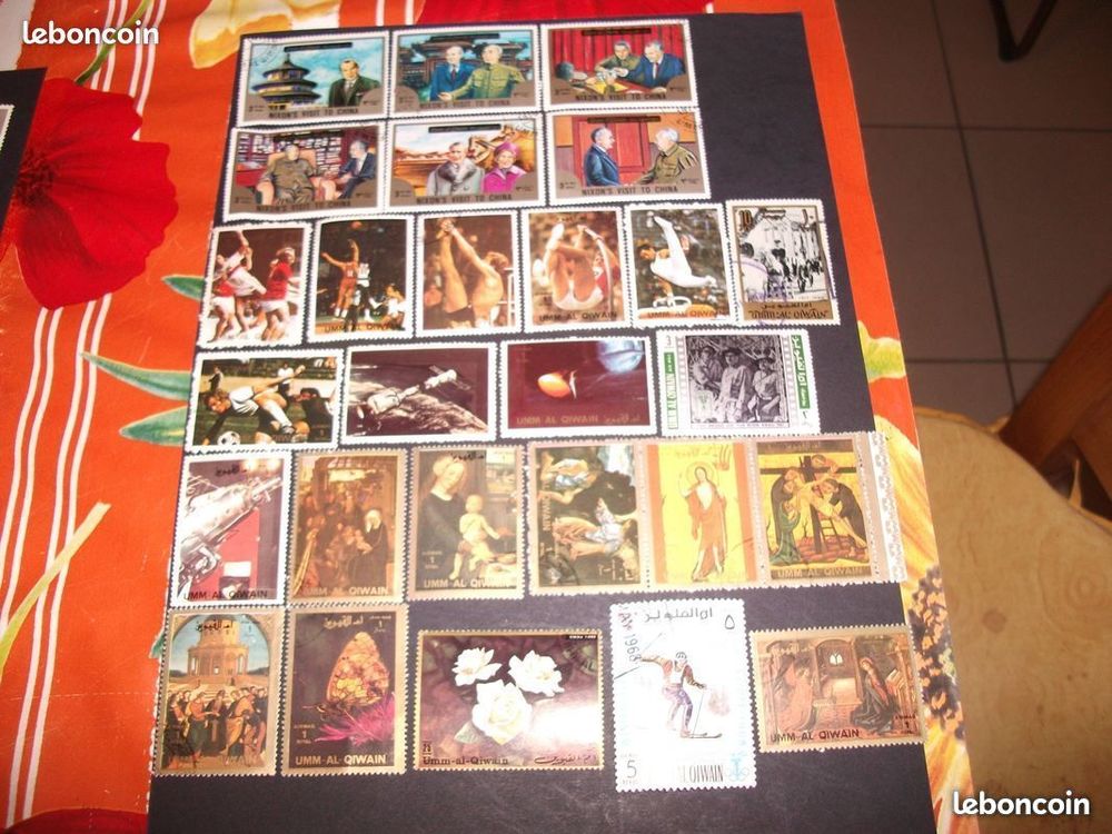 Lot de 83 Timbres diff&eacute;rents et oblit&eacute;r&eacute;s de UMM AL QIWAIN 