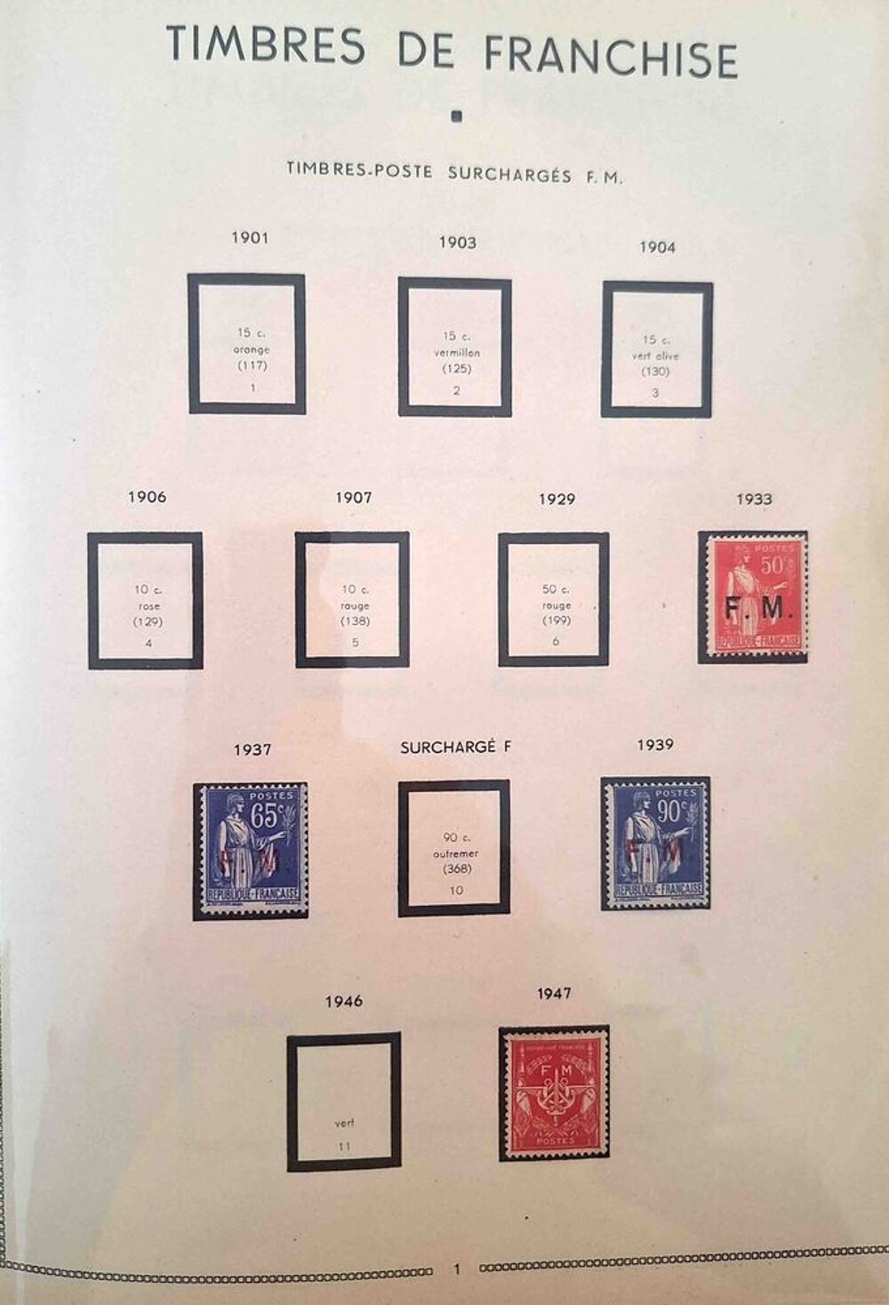 S&eacute;rie de timbres de collection de France F13 