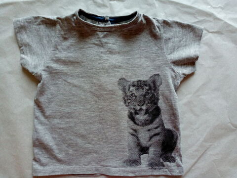 T-shirt manches courtes-Gris/motif tigreau-Bout'chou-18 mois 2 Marseille 5 (13)