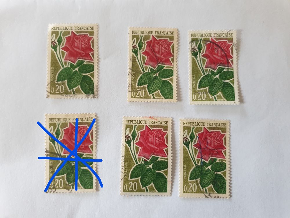 Timbre france Rose moderne oblit&eacute;r&eacute; 1962 - lot 0.50 euro 