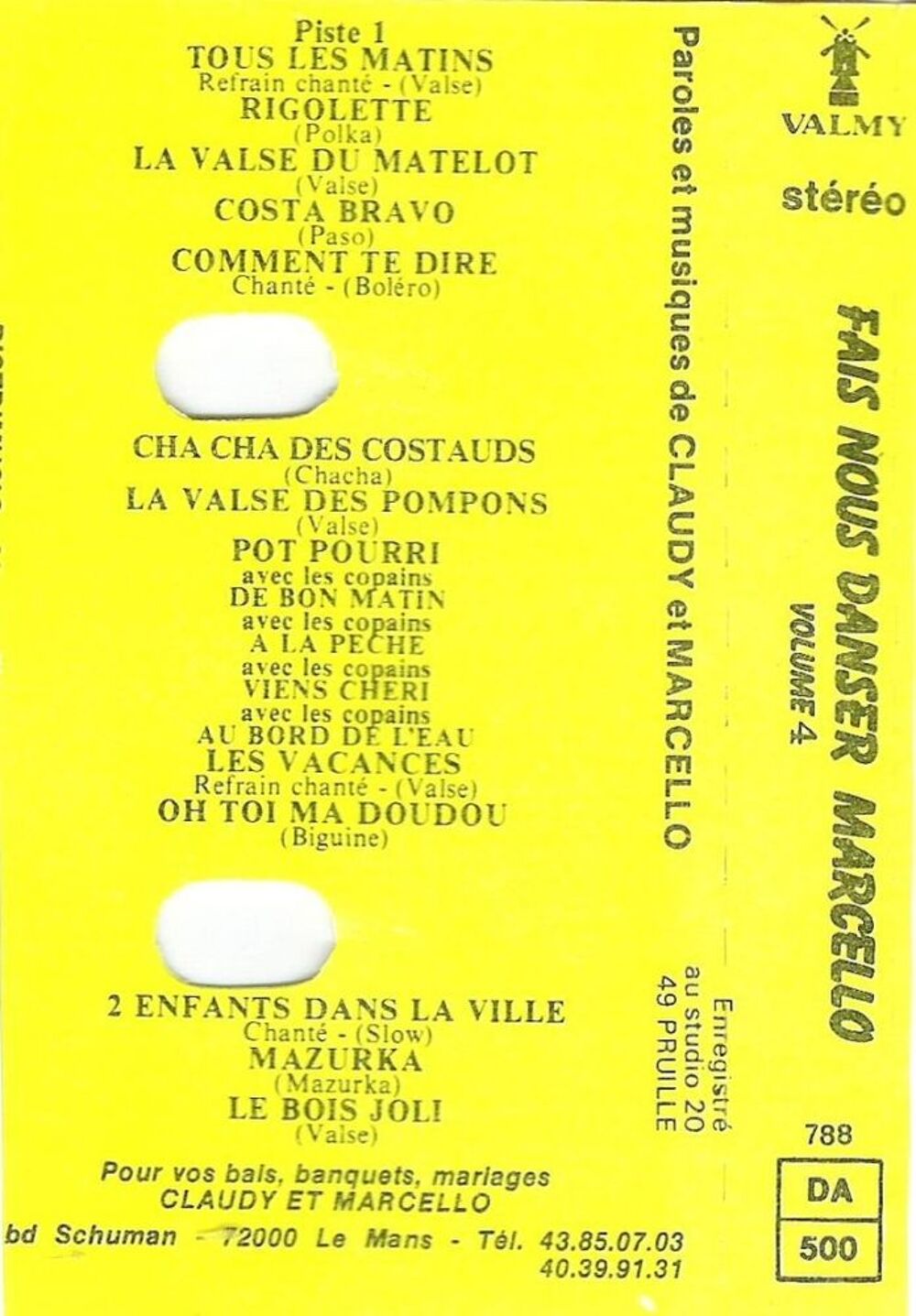 Cassette K7 audio 'Fais nous danser Marcello' CD et vinyles