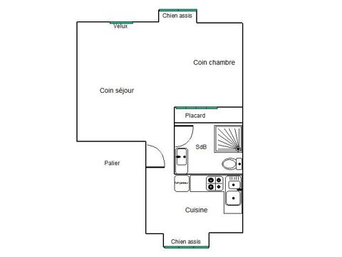  Appartement  louer 1 pice 34 m